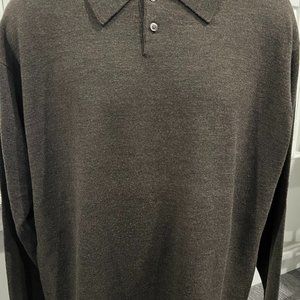 Heathered brown polo collar sweater